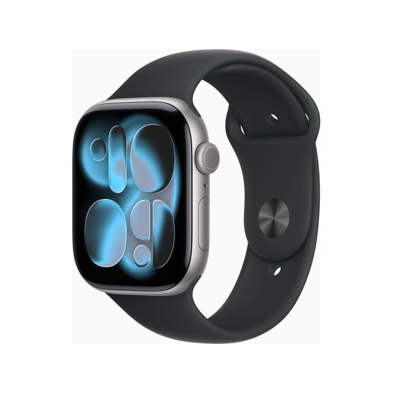 Apple Watch 11 46mm Aluminium Space Gray avec Black Sport Band M/L MEV44